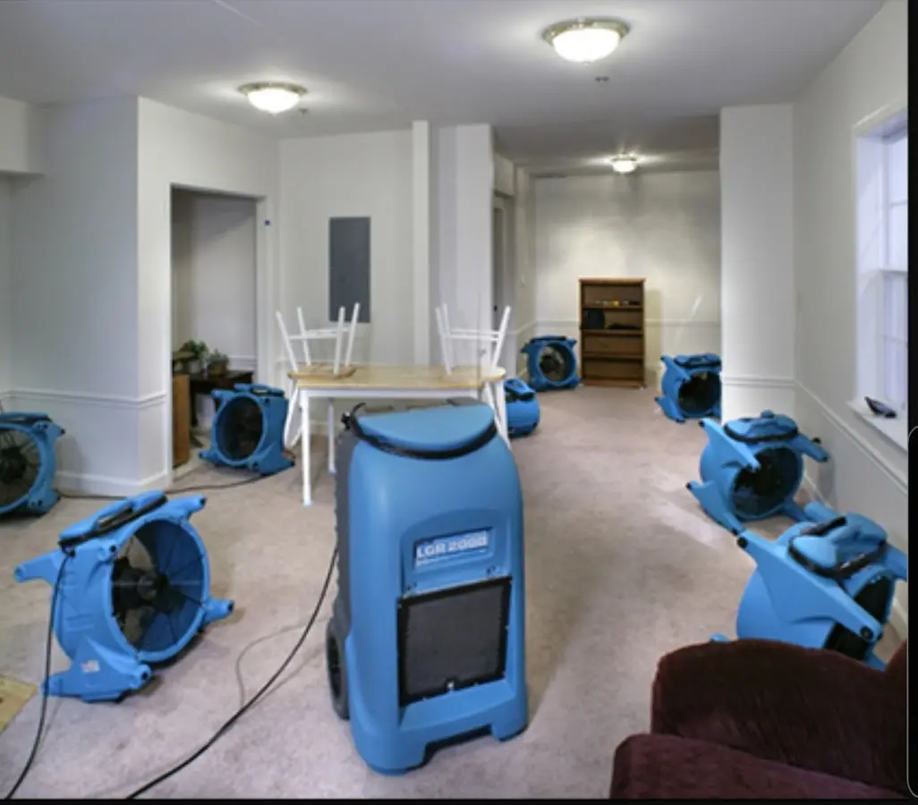 Air movers and dehumidifier setup for Water Extraction & Removal in Dacono